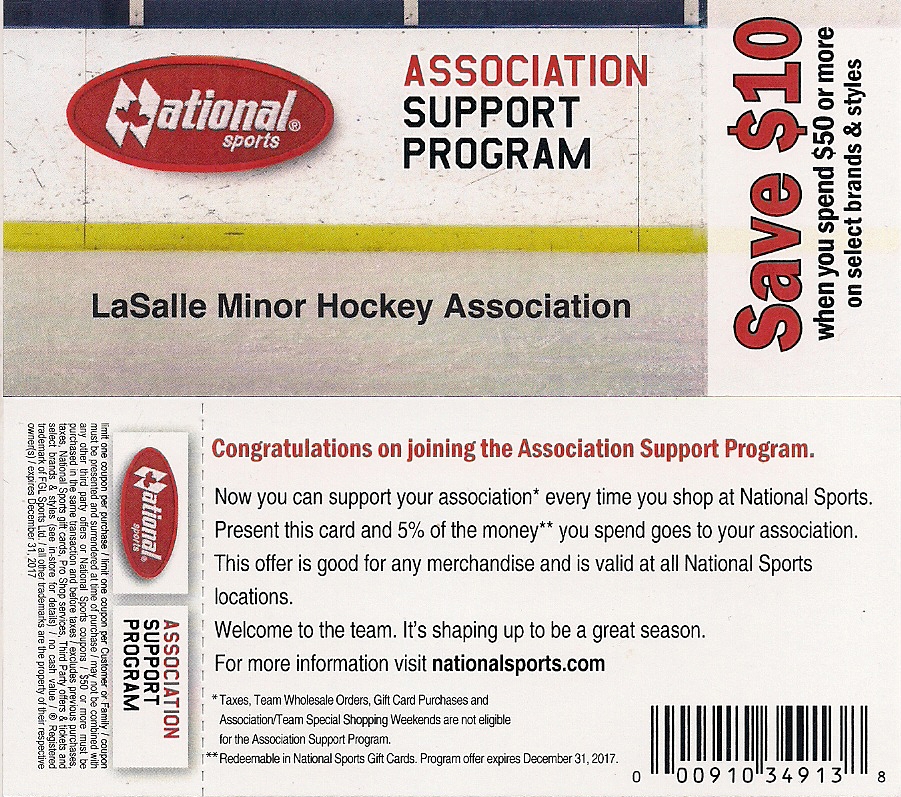 News > NATIONAL SPORTS COUPON AVAILABLE (LaSalle Minor Hockey Association)